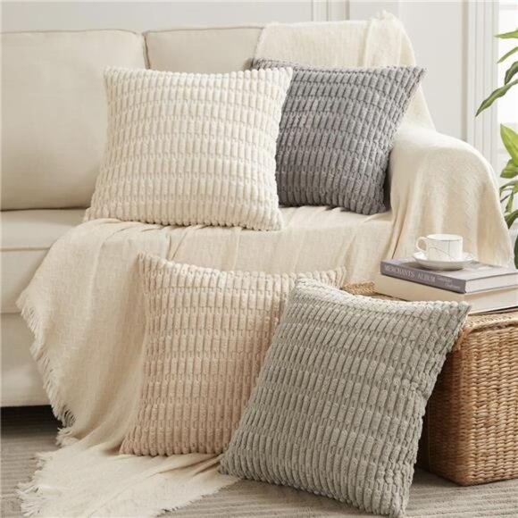 NEW West Elm (Set 4) Multicolor Velvet Corduroy Throw Pillow Cover Sham 18 x 18 - Picture 1 of 11